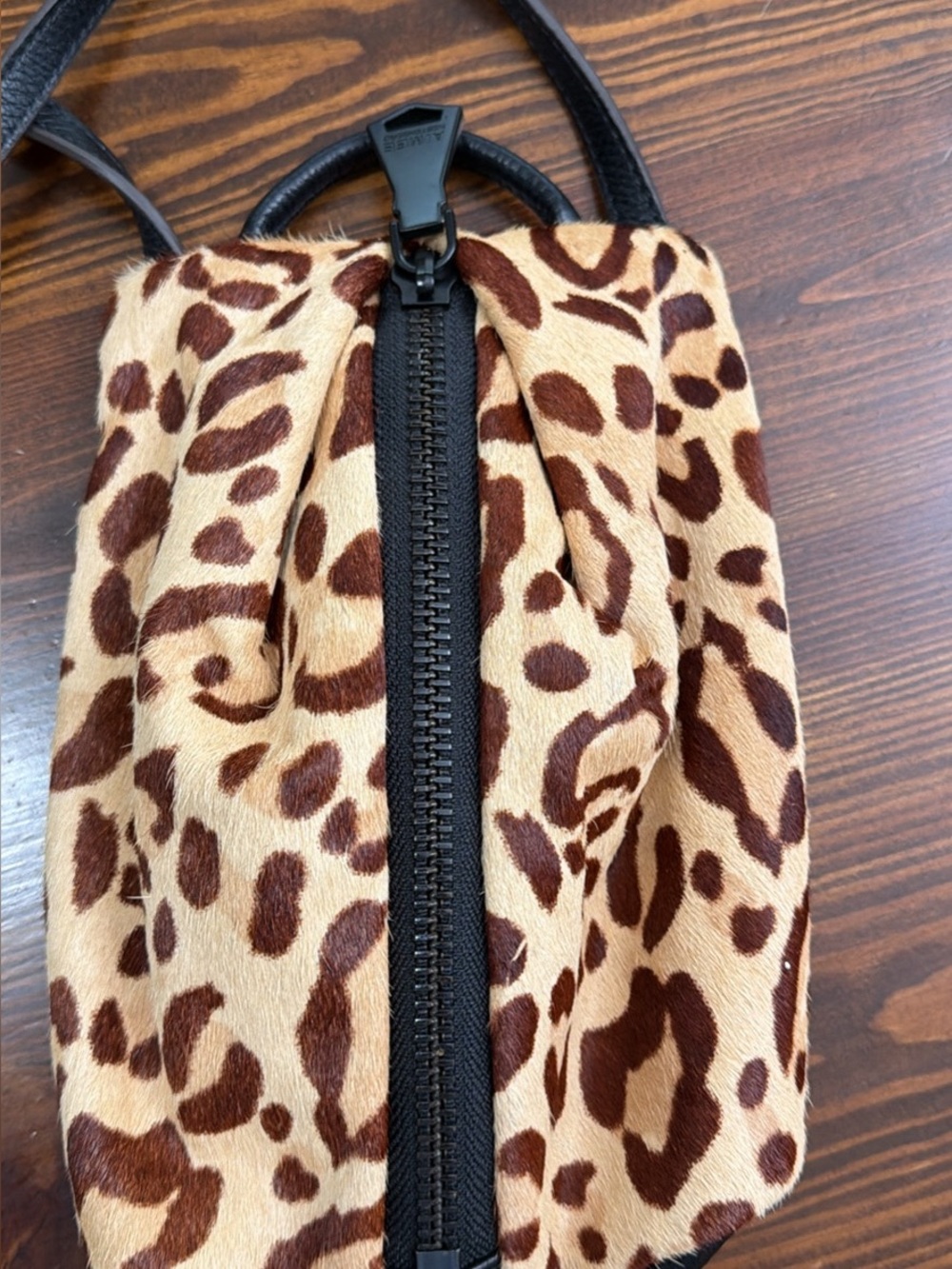 Leopard Print Crossbody Bag with Black Trim